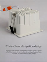 Aisilan LED Embedded Ceiling Spotlight Square Downlight Grille Honeycomb Anti-glare Recessed Light For Indoor Living Room