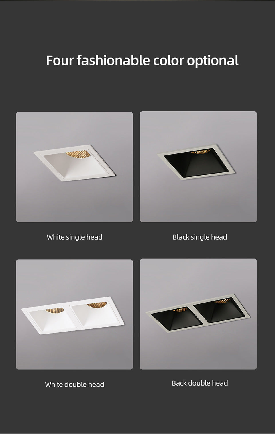 Aisilan LED Embedded Ceiling Spotlight Square Downlight Grille Honeycomb Anti-glare Recessed Light For Indoor Living Room