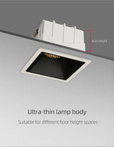 Aisilan LED Embedded Ceiling Spotlight Square Downlight Grille Honeycomb Anti-glare Recessed Light For Indoor Living Room