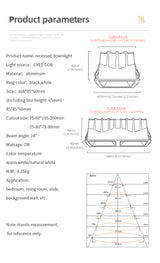 Aisilan LED Embedded Ceiling Spotlight Square Downlight Grille Honeycomb Anti-glare Recessed Light For Indoor Living Room