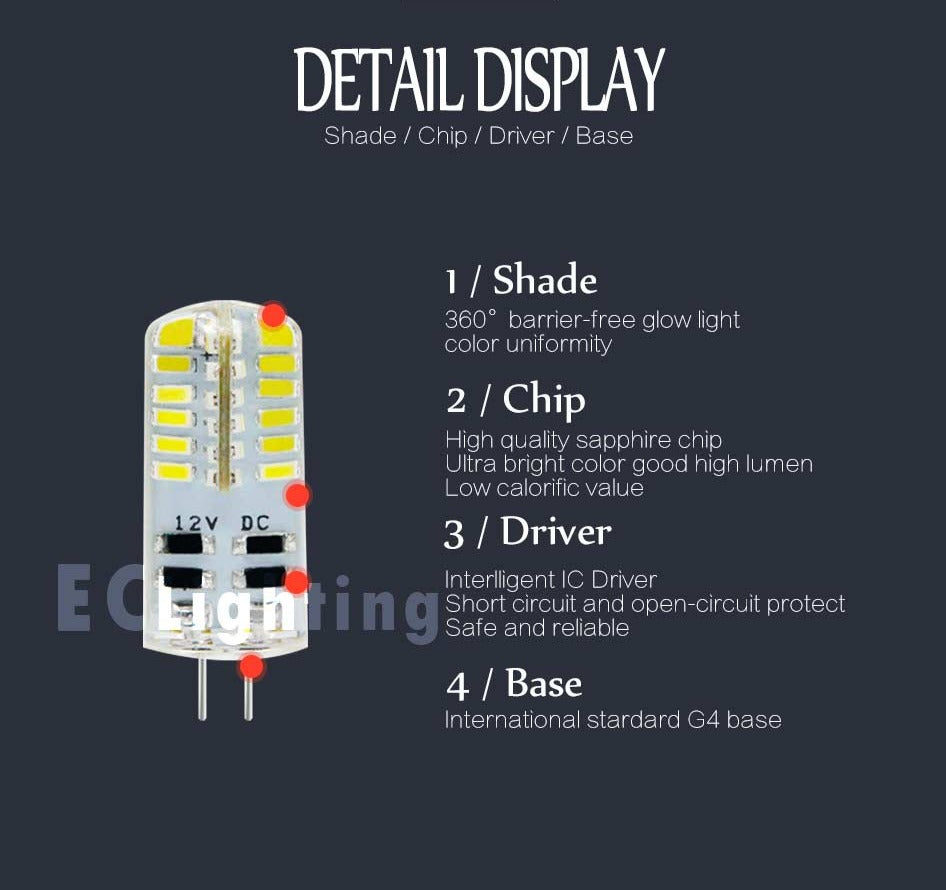 10pcs/lot G4 Led Lamp DC 12V SMD 2835 3014 Angle Luz Bombillas Lamparas de LED Light Bulb Spotlight Lamps