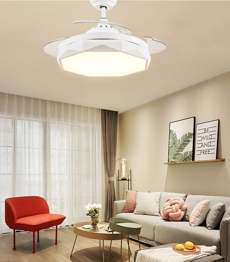 Modern European simple remote control invisible bedroom, hall ceiling fan 36 / 42 &quot;adjustable light, built-in 220V 110v