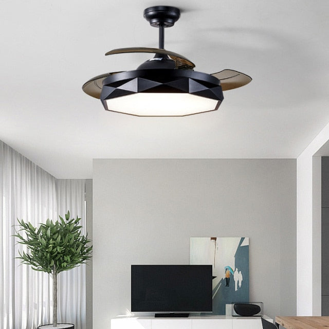 Modern European simple remote control invisible bedroom, hall ceiling fan 36 / 42 &quot;adjustable light, built-in 220V 110v