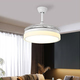 White Modern Simple Nordic Intelligent LED Fan Lamp Bedroom Living Room Invisible Night Light Ceiling Fan Lamps