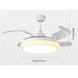 White Modern Simple Nordic Intelligent LED Fan Lamp Bedroom Living Room Invisible Night Light Ceiling Fan Lamps