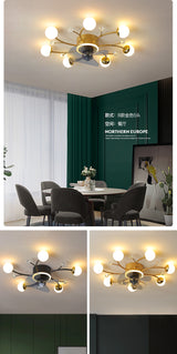 Modern led ceiling fan with lighting application and remote control, dining room, living room, bedroom ceiling lamp