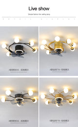 Modern led ceiling fan with lighting application and remote control, dining room, living room, bedroom ceiling lamp