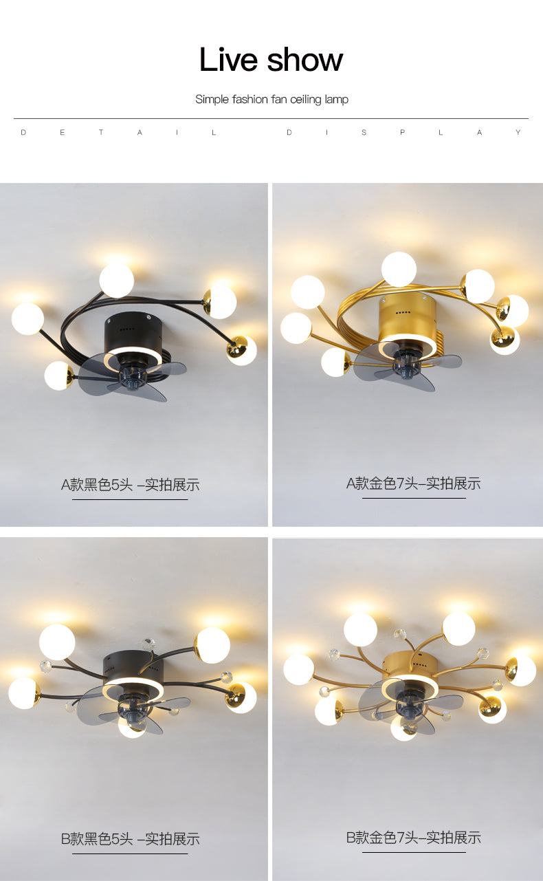 Modern led ceiling fan with lighting application and remote control, dining room, living room, bedroom ceiling lamp