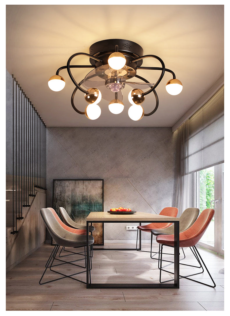 Decorative DC ceiling fan, ceiling fan with LED light, modern remote control, simple, with fan, dining room, living room, home