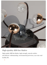 Decorative DC ceiling fan, ceiling fan with LED light, modern remote control, simple, with fan, dining room, living room, home