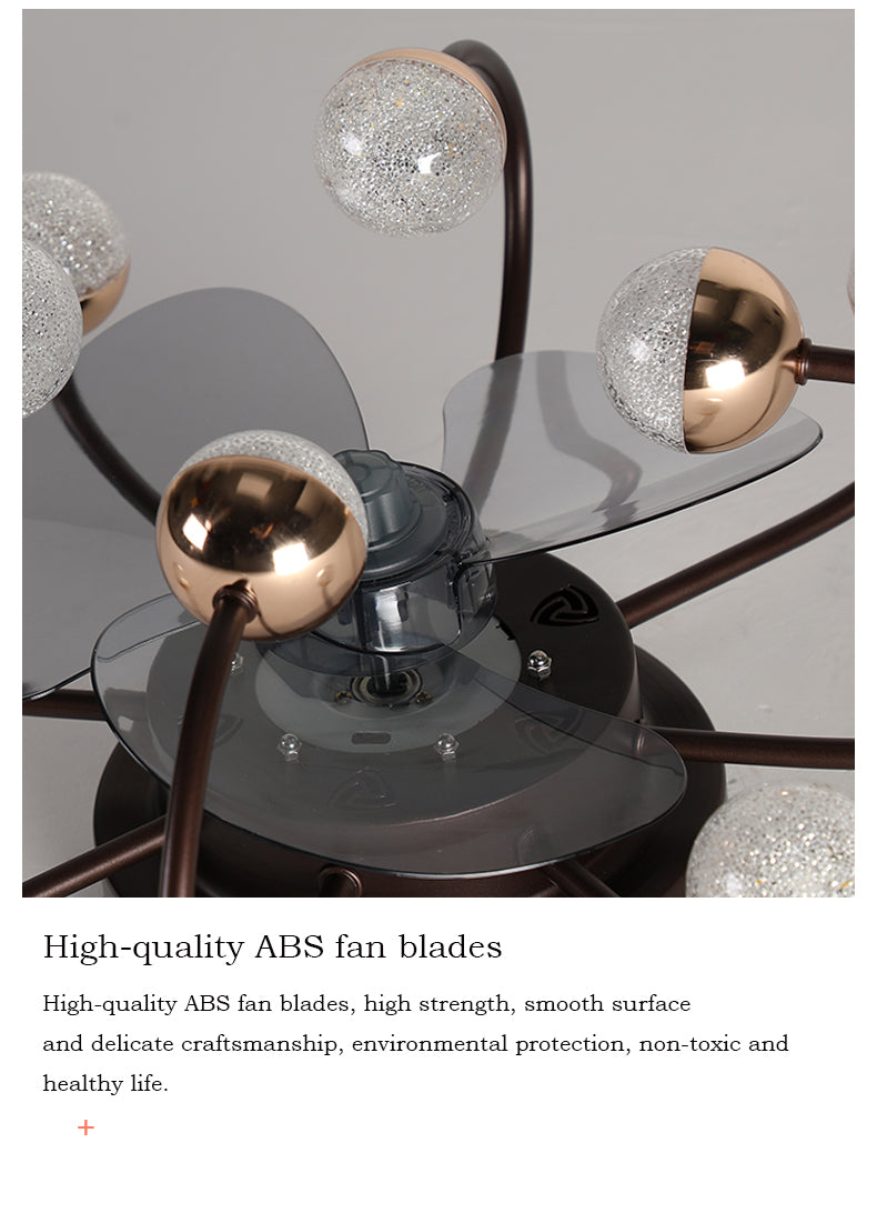 Decorative DC ceiling fan, ceiling fan with LED light, modern remote control, simple, with fan, dining room, living room, home