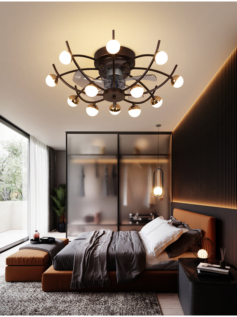 Intelligent creative ceiling fan lamp electric fan with lamp remote control bedroom decoration dining room lamp living room
