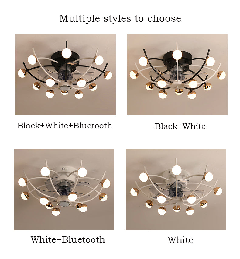 Intelligent creative ceiling fan lamp electric fan with lamp remote control bedroom decoration dining room lamp living room