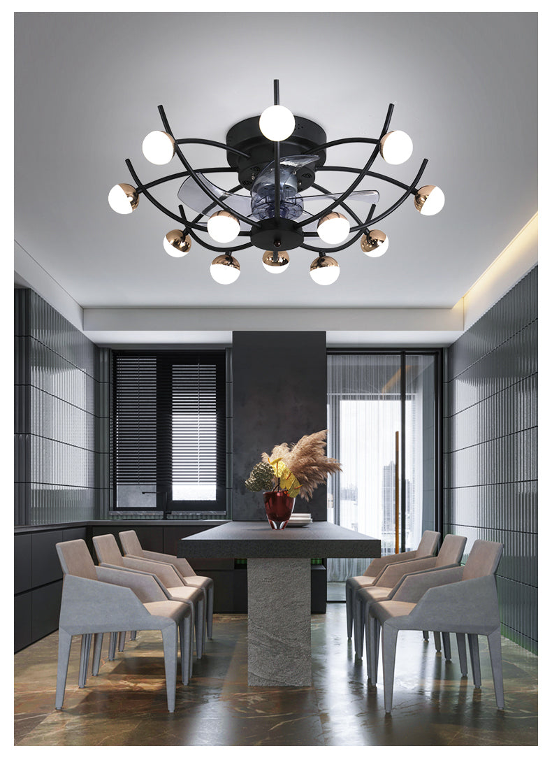 Intelligent creative ceiling fan lamp electric fan with lamp remote control bedroom decoration dining room lamp living room