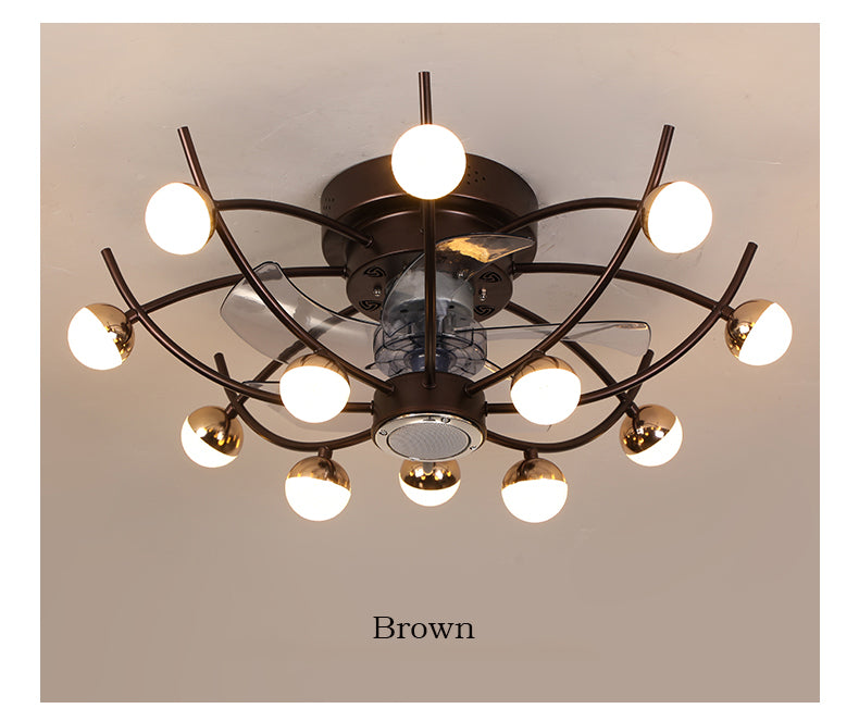 Intelligent creative ceiling fan lamp electric fan with lamp remote control bedroom decoration dining room lamp living room