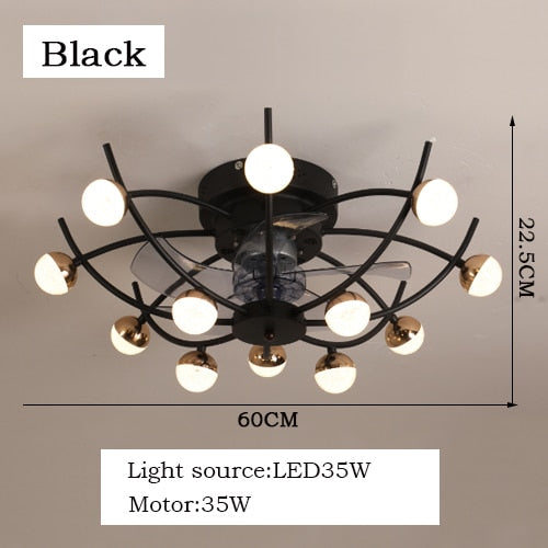 Intelligent creative ceiling fan lamp electric fan with lamp remote control bedroom decoration dining room lamp living room
