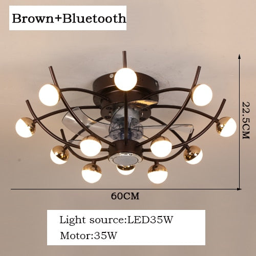 Intelligent creative ceiling fan lamp electric fan with lamp remote control bedroom decoration dining room lamp living room