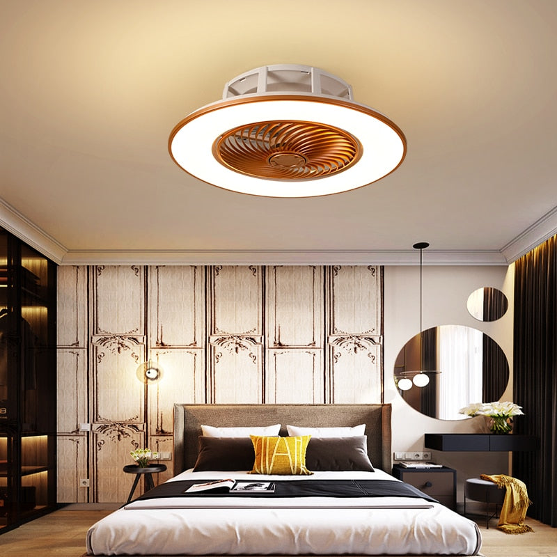 European simple modern ceiling fan lamp dining room bedroom study living room quiet thin invisible decorative ceiling lamp
