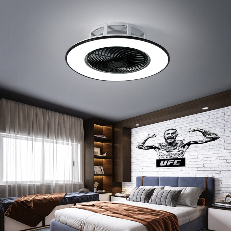 European simple modern ceiling fan lamp dining room bedroom study living room quiet thin invisible decorative ceiling lamp