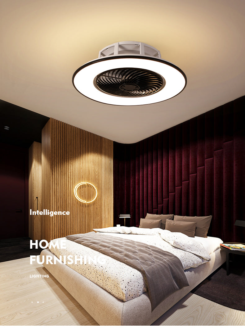 European simple modern ceiling fan lamp dining room bedroom study living room quiet thin invisible decorative ceiling lamp