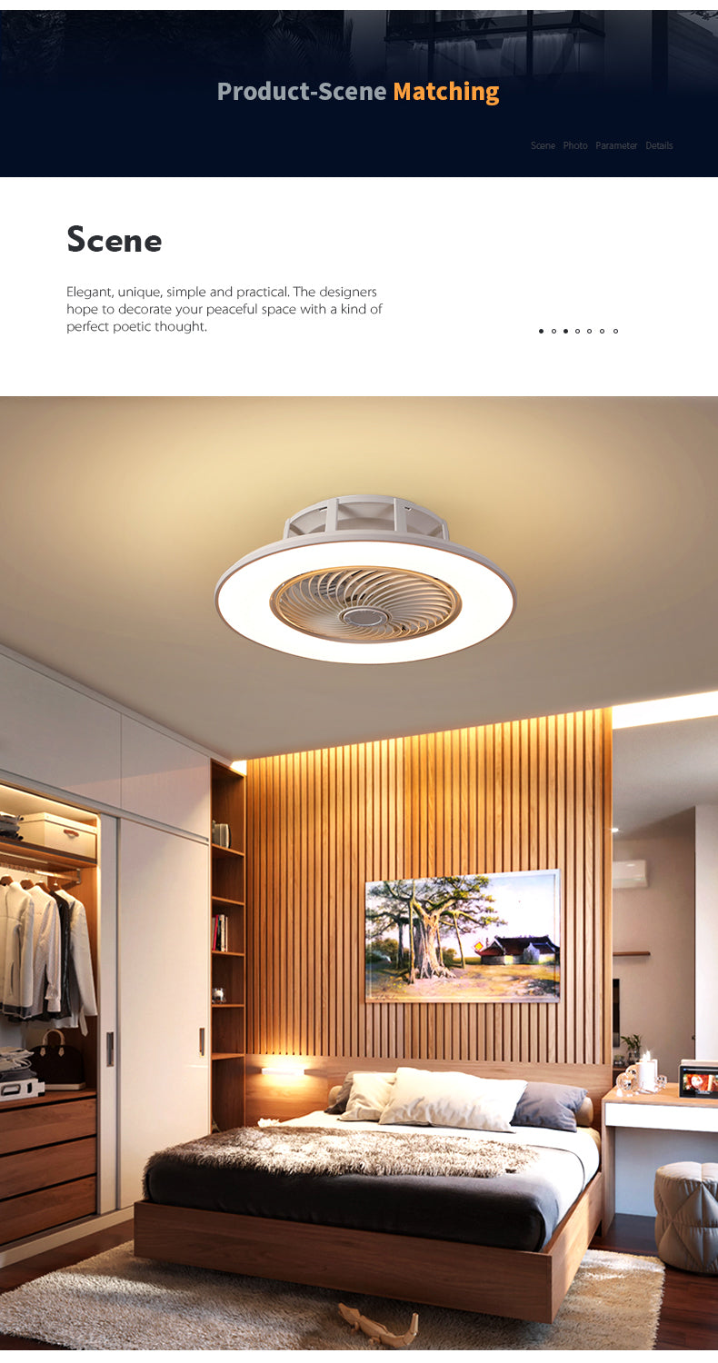 European simple modern ceiling fan lamp dining room bedroom study living room quiet thin invisible decorative ceiling lamp