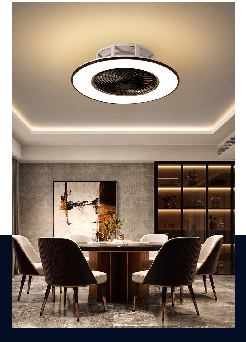 European simple modern ceiling fan lamp dining room bedroom study living room quiet thin invisible decorative ceiling lamp