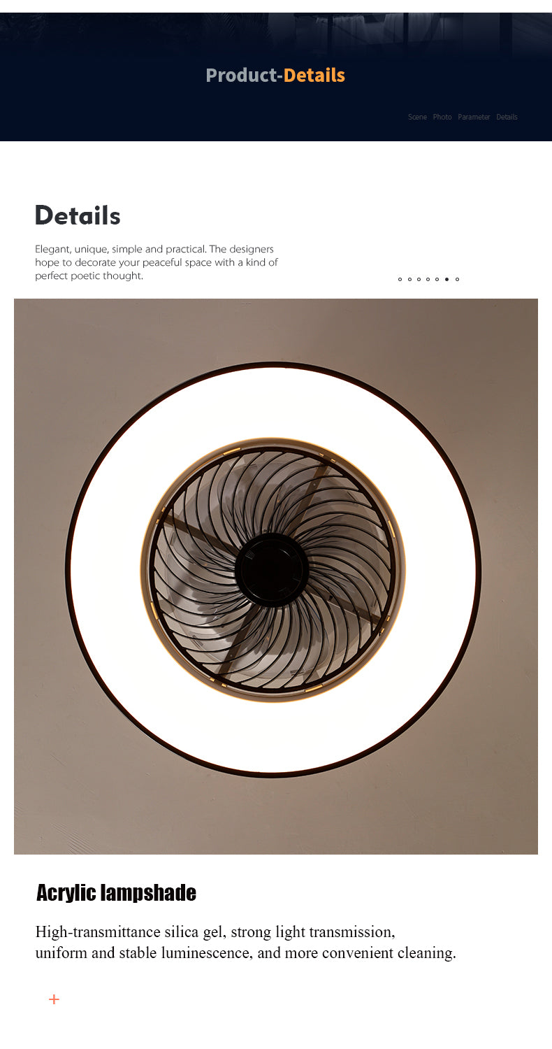 European simple modern ceiling fan lamp dining room bedroom study living room quiet thin invisible decorative ceiling lamp