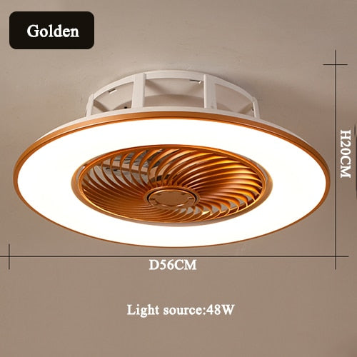 European simple modern ceiling fan lamp dining room bedroom study living room quiet thin invisible decorative ceiling lamp