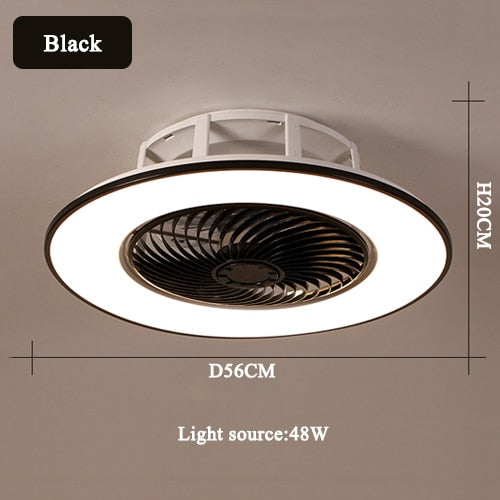 European simple modern ceiling fan lamp dining room bedroom study living room quiet thin invisible decorative ceiling lamp