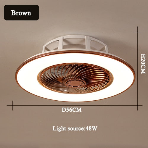 European simple modern ceiling fan lamp dining room bedroom study living room quiet thin invisible decorative ceiling lamp