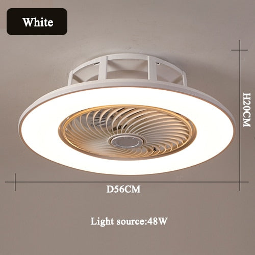 European simple modern ceiling fan lamp dining room bedroom study living room quiet thin invisible decorative ceiling lamp