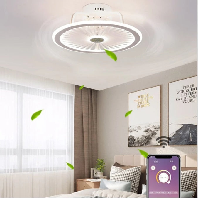 HengYuan lighting intelligent ceiling fan lamp modern design led creative lamp bedroom study restaurant three color remote co