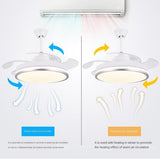 Led ceiling fan lamp with remote control circular DC frequency lamp for bedroom decoration, retractable and reversible