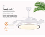 Led ceiling fan lamp with remote control circular DC frequency lamp for bedroom decoration, retractable and reversible