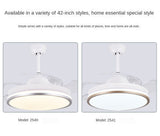 Led ceiling fan lamp with remote control circular DC frequency lamp for bedroom decoration, retractable and reversible
