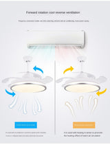 Led ceiling fan lamp with remote control circular DC frequency lamp for bedroom decoration, retractable and reversible