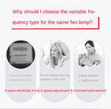 Led ceiling fan lamp with remote control circular DC frequency lamp for bedroom decoration, retractable and reversible