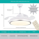 Led ceiling fan lamp with remote control circular DC frequency lamp for bedroom decoration, retractable and reversible