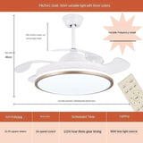 Led ceiling fan lamp with remote control circular DC frequency lamp for bedroom decoration, retractable and reversible