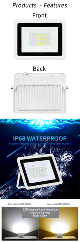 LED Flood Light 10W 20W 30W 50W 100W AC220V IP68 Waterproof Outdoor Spotlight Street Light Foco Led Exterior Wall Lamp Reflector