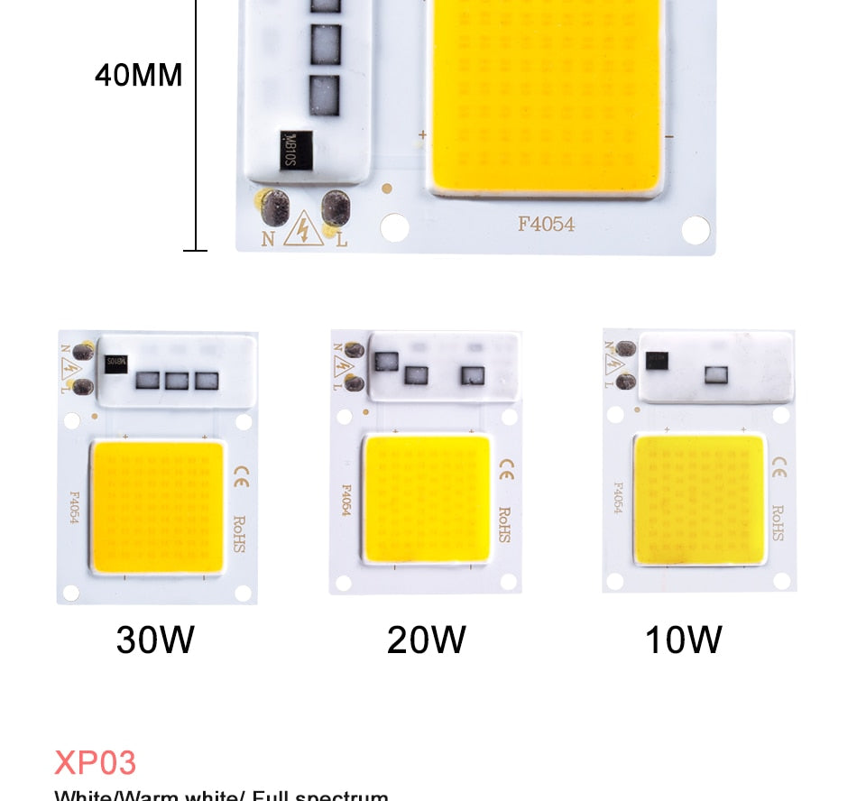 COB LED Lamp Chip AC 110V 220V 10W 20W 30W 50W LED Beads Lamp Box No Need Driver for Flood Light Spotlight Downlight Lighting