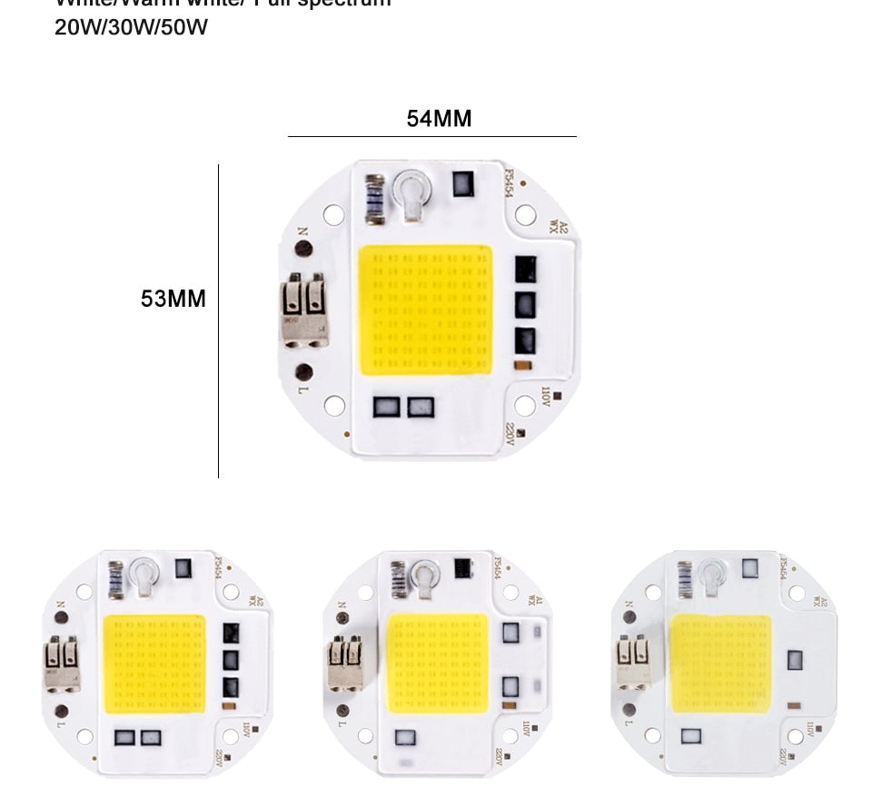 COB LED Lamp Chip AC 110V 220V 10W 20W 30W 50W LED Beads Lamp Box No Need Driver for Flood Light Spotlight Downlight Lighting