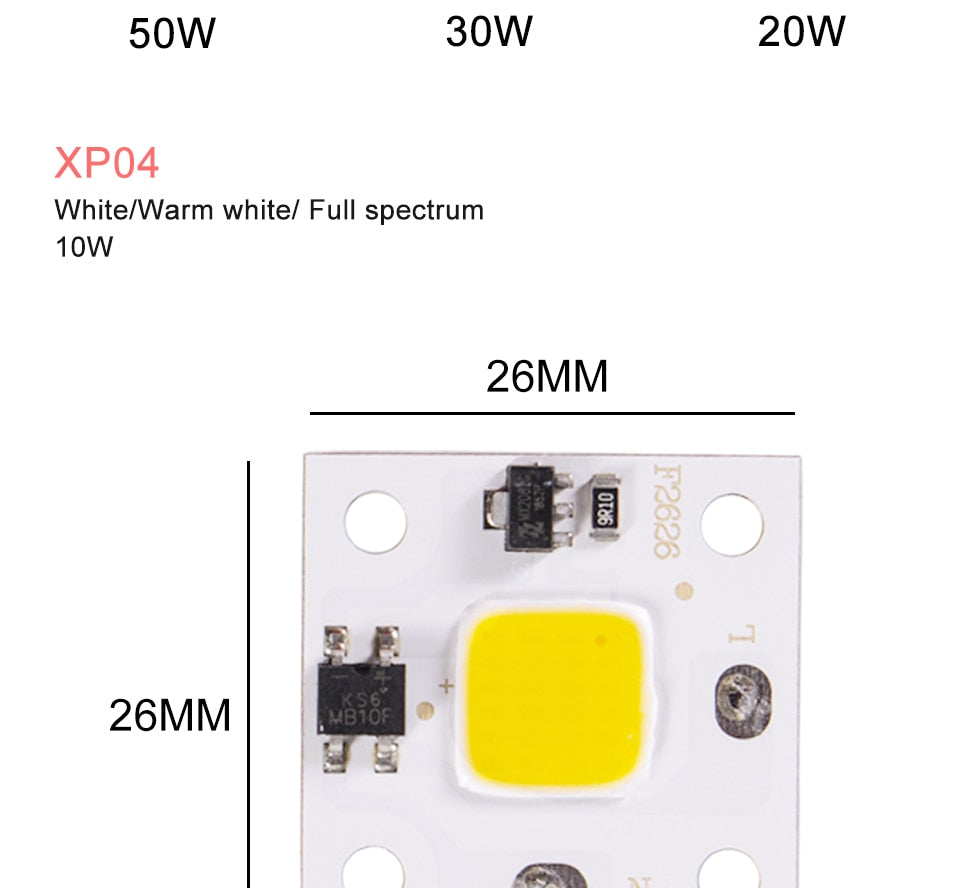 COB LED Lamp Chip AC 110V 220V 10W 20W 30W 50W LED Beads Lamp Box No Need Driver for Flood Light Spotlight Downlight Lighting