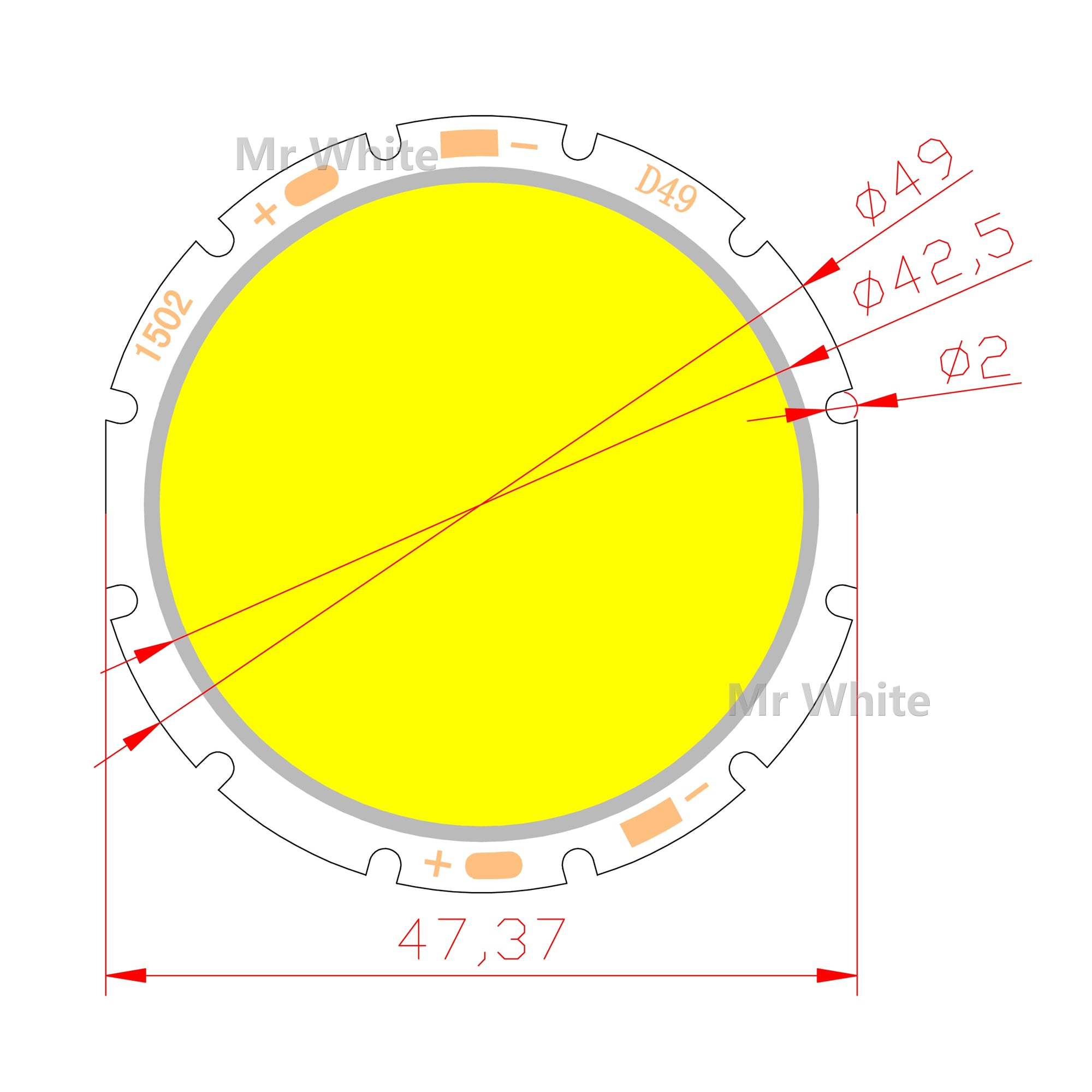 LED 49mm 42mm round LED COB Light Source Module warm nature white 15W 20W 30W lamp flip chips for downlight