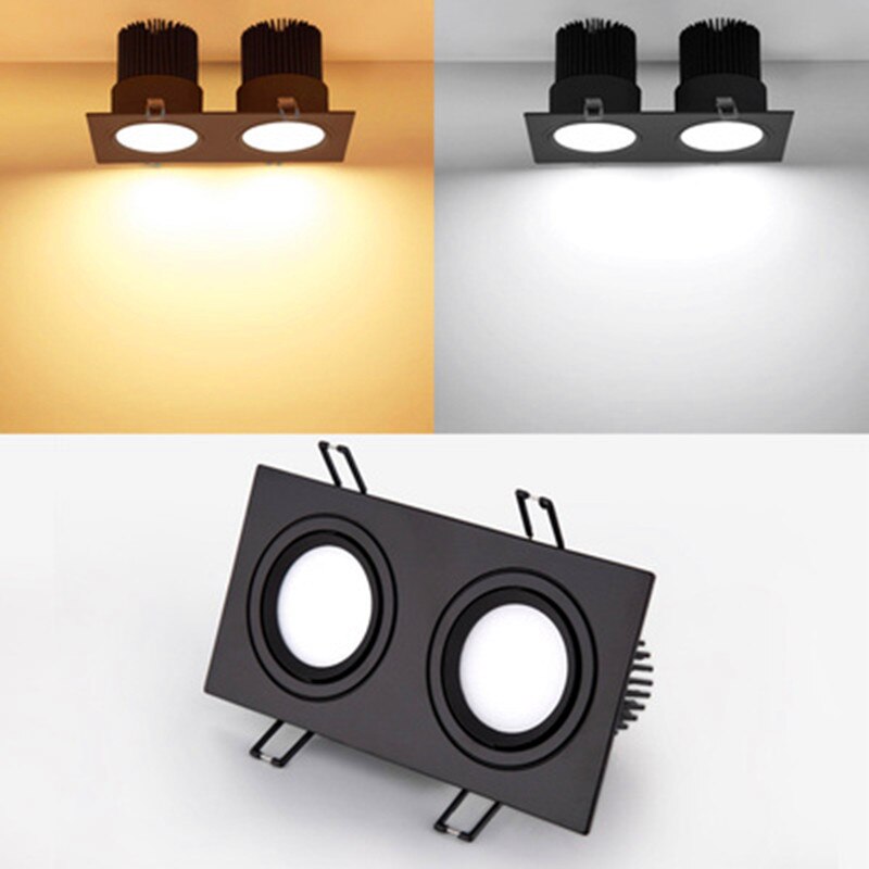 Recessed Square Bright  white black LED Dimmable Downlight COB 7W 9W 12W 14W 18W 24W LED Spot light Ceiling Lamp AC85-265V
