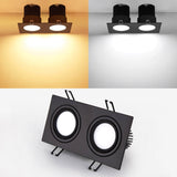 Recessed Square Bright  white black LED Dimmable Downlight COB 7W 9W 12W 14W 18W 24W LED Spot light Ceiling Lamp AC85-265V