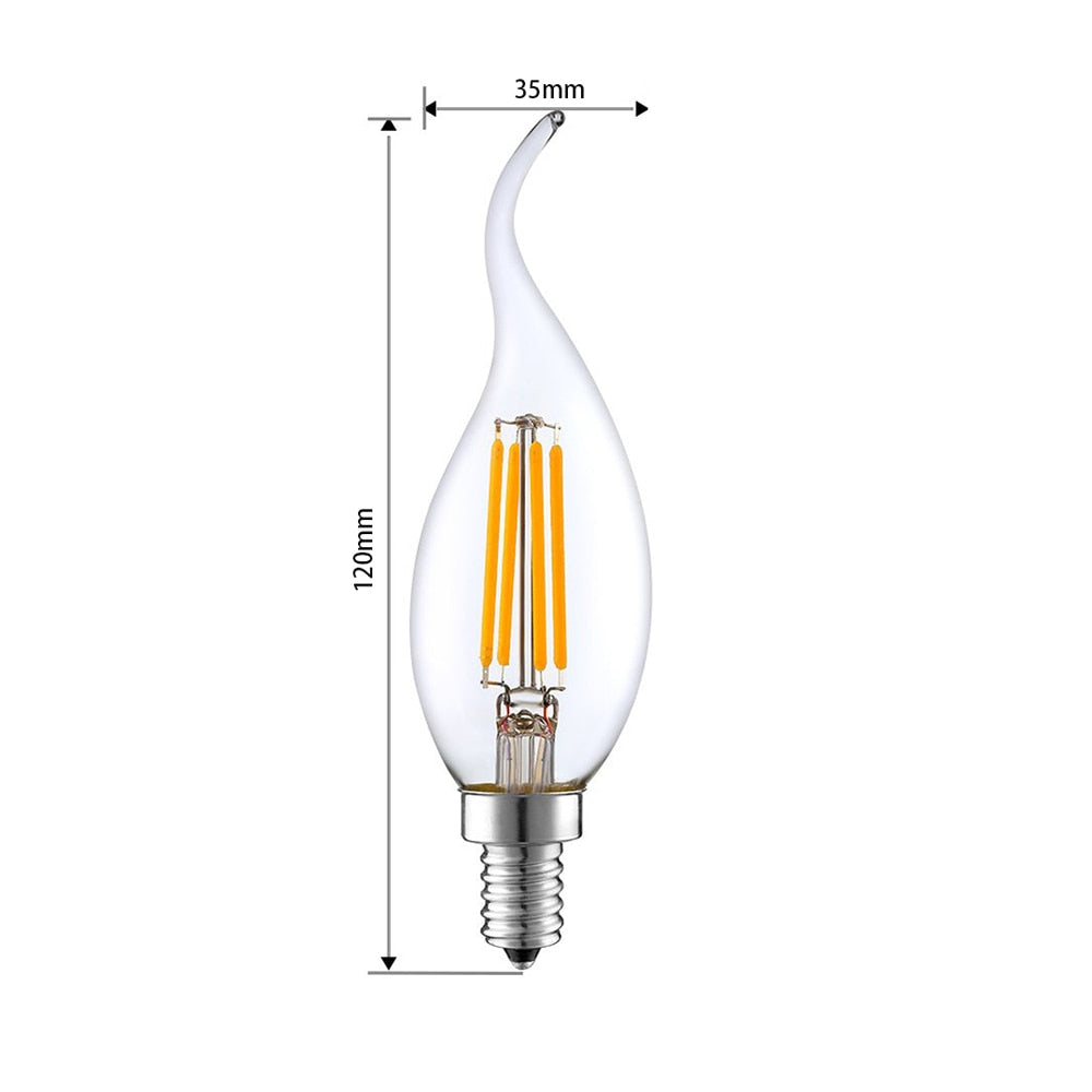 LED Bulb E14 4W/6W Dimmable Edison Retro Filament Candle Light AC220V C35 10pcs Warm/Cold White 360 Degree Energy Saving Lamp
