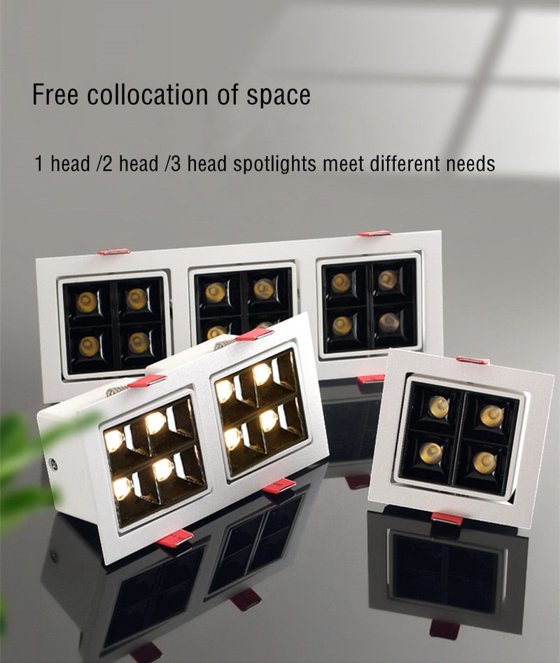 Thick Aluminum Adjustable Angle Recessed LED Spot Lighting 220V 110V Bedroom Kitchen Indoor Downlight 8W 16W 32W Ceiling light