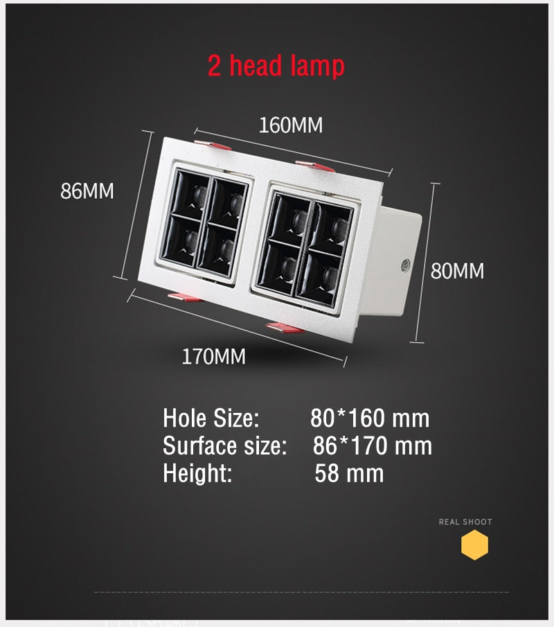 Thick Aluminum Adjustable Angle Recessed LED Spot Lighting 220V 110V Bedroom Kitchen Indoor Downlight 8W 16W 32W Ceiling light