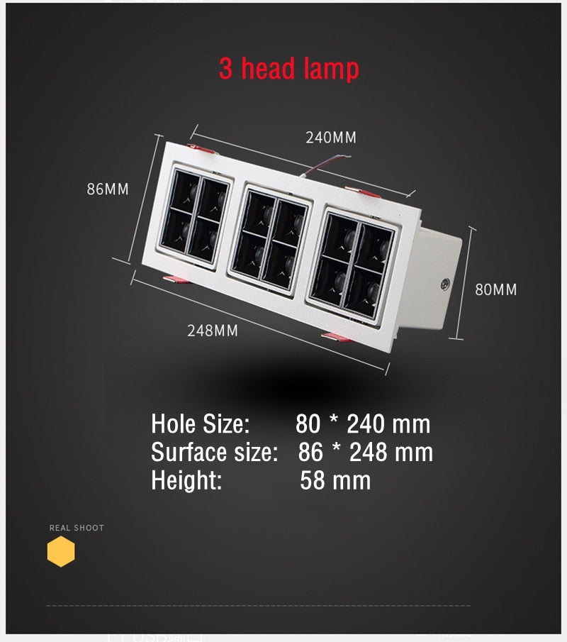 Thick Aluminum Adjustable Angle Recessed LED Spot Lighting 220V 110V Bedroom Kitchen Indoor Downlight 8W 16W 32W Ceiling light